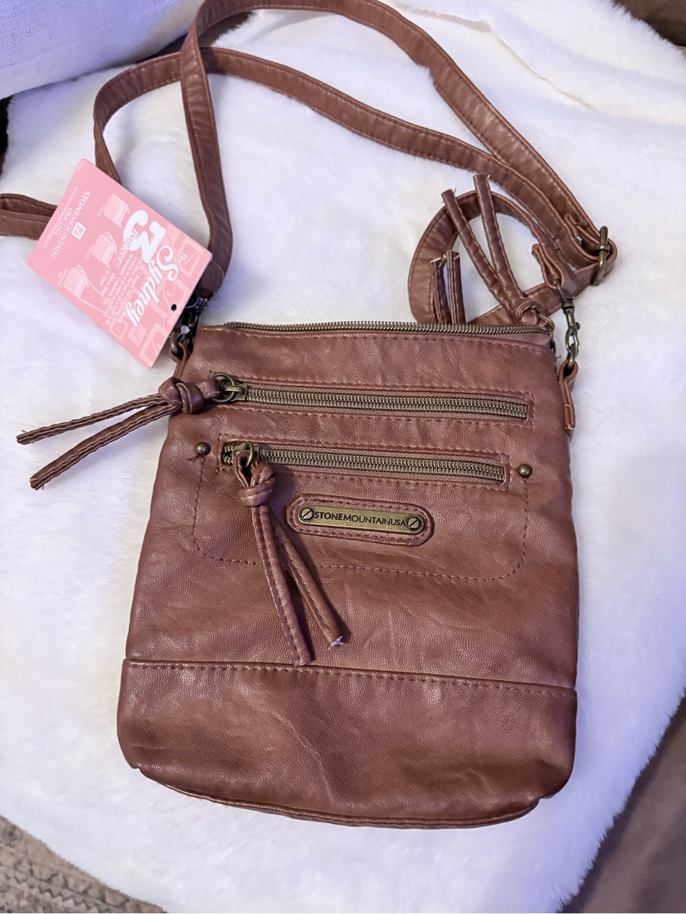 Stone Mountain Accessories Brown Crossbody Bag with Zipper Front